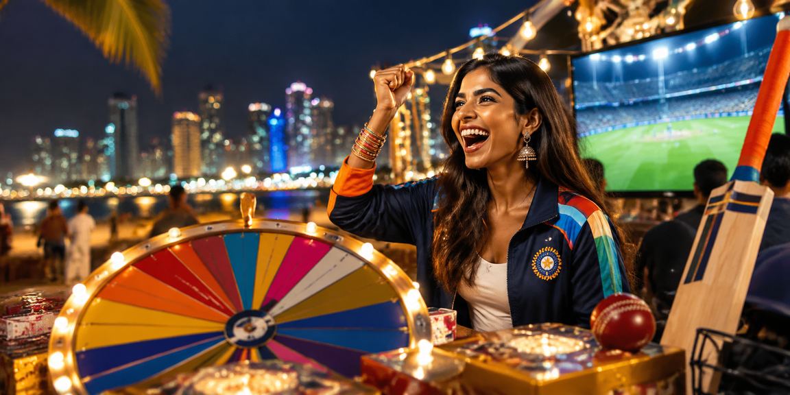 India night market with cricket and betting theme