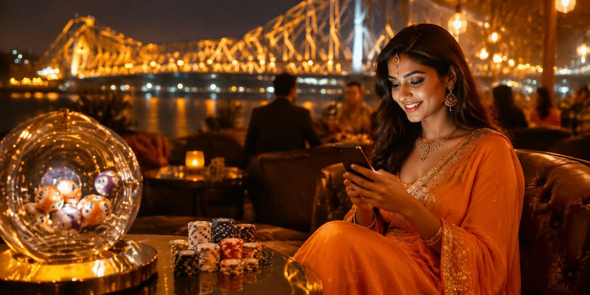 Kolkata Howrah Bridge at night with vibrant city lights